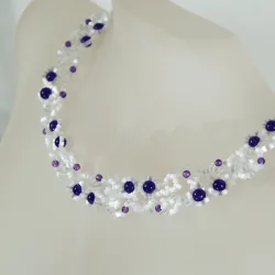 Necklace Gold filled 14K - Arabesque Amethyst-Satin white - Necklace Gold filled 14K - Gold filled 14K